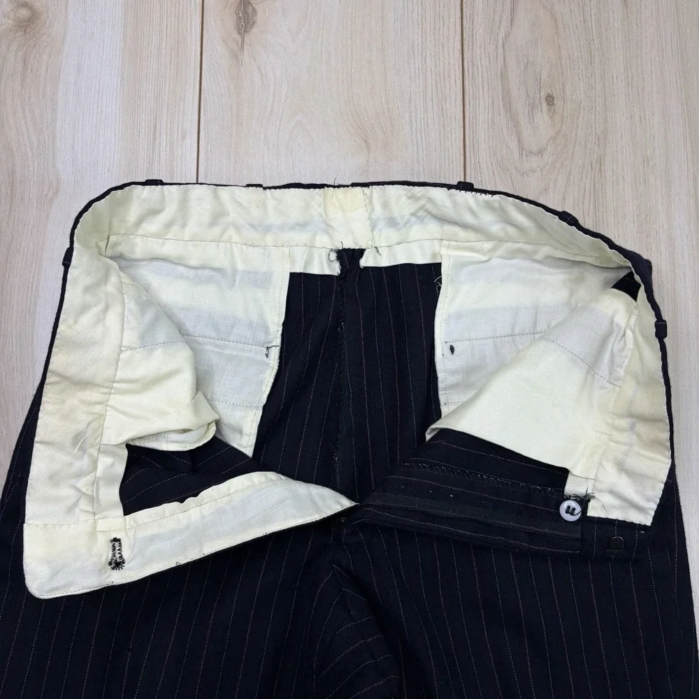 VTG 1954 Brooks Brothers 346 Double Pinstripe Wool Suit Navy Blue Mens 38L 32x29
